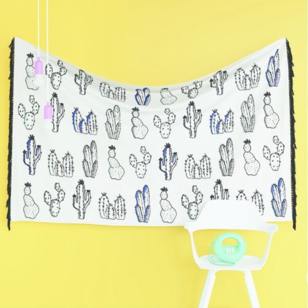 Cactus tapestry with tassels